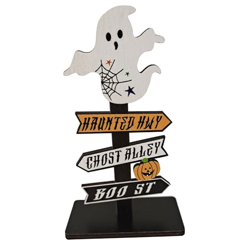 GWAWG Halloween-Tischdekoration, Halloween-Holzornament, Happy Halloween, Holzschild, Ständer, Tischdekorationen für Halloween, Party, Fenster, Kaminsims, Tischdekoration, Geist GWAWG Halloween-Tischdekoration, Halloween-Holzornament, Happy Halloween, Holzschild, Ständer, Tischdekorationen für Halloween, Party, Fenster, Kaminsims, Tischdekoration, Geist von GWAWG