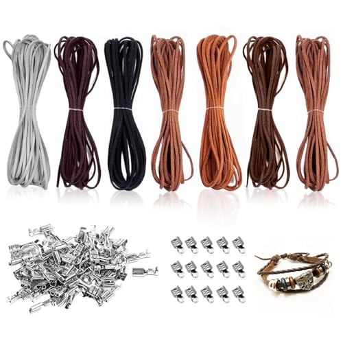 GWAWG Lederband Kette 7 Farben Lederschnüre Lederschnur Lederbänder zum Basteln Geflochtene Armbänder Anhänger Traumfänger Gott DIY(5m X 2.6mm) von GWAWG