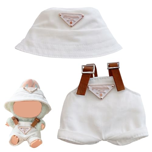 GWAWG Puppenkleidung für 17cm Plüschpuppen – 2-teiliges Set in Schwarz & Weiß, Monster Outfit Accessoires, Puppen Kleidung mit Hut & Latzhose für Kinder & Sammler, Puppenzubehör für Mädchen (Weiß) GWAWG Puppenkleidung für 17cm Plüschpuppen – 2-teiliges Set in Schwarz & Weiß, Monster Outfit Accessoires, Puppen Kleidung mit Hut & Latzhose für Kinder & Sammler, Puppenzubehör für Mädchen (Weiß) von GWAWG