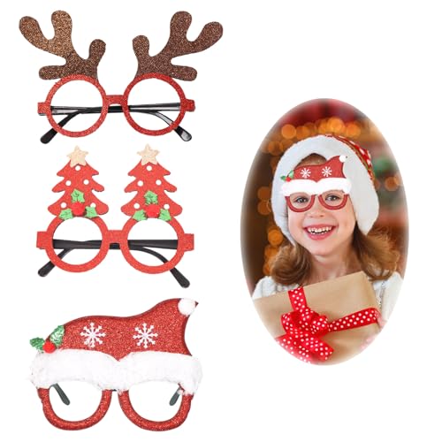 GWAWG Weihnachtsbrillen Neuheit,3 Stück Weihnachtsglitzer-Partybrille,Brillenrahmen Weihnachtsdekoration, für Kinder und Erwachsene GWAWG Weihnachtsbrillen Neuheit,3 Stück Weihnachtsglitzer-Partybrille,Brillenrahmen Weihnachtsdekoration, für Kinder und Erwachsene von GWAWG