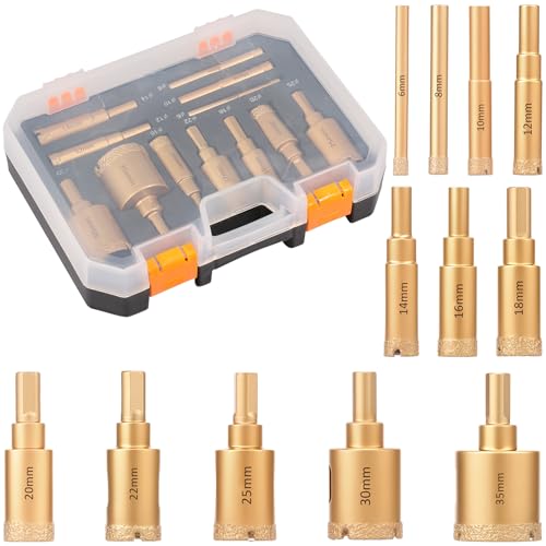 12PCS Diamant Fliesenbohrer Set Durchmesser 6mm–35mm Griffdurchmesser 5mm-9,5mm Diamant Lochsäge Scharfer Effizient Diamantbohrer Fliesenbohrer für Fliesen Glas Marmor Keramik Granit 12PCS Diamant Fliesenbohrer Set Durchmesser 6mm–35mm Griffdurchmesser 5mm-9,5mm Diamant Lochsäge Scharfer Effizient Diamantbohrer Fliesenbohrer für Fliesen Glas Marmor Keramik Granit von GWCYMYD