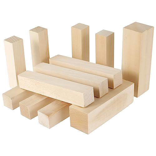 12pcs Lindenholz zum Schnitzen 10/12,5/15cm Basswood Glatte Oberfläche Weiche Textur Schnitzholz Linde Schnitzvorlage für Kinder Erwachsene Graveure Anfänger von GWCYMYD