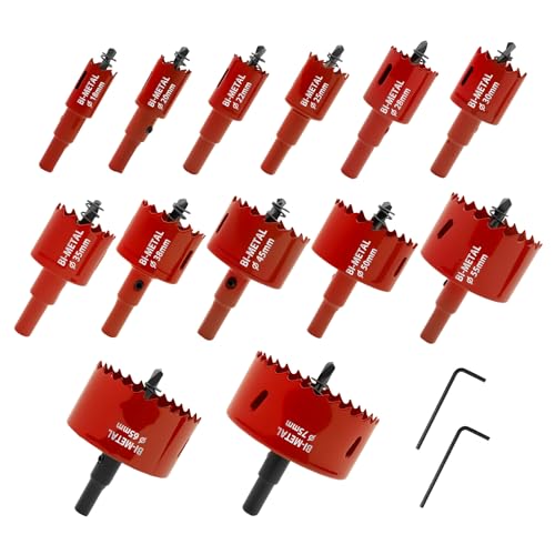 13 Stück Lochsäge Set Bimetall Durchmesser 18-75mm Lochkreissäge mit Dorn Maximale Schnitttiefe 75mm Dosenbohrer Lochfräse für Holz Gipskarton Kunststoff 13 Stück Lochsäge Set Bimetall Durchmesser 18-75mm Lochkreissäge mit Dorn Maximale Schnitttiefe 75mm Dosenbohrer Lochfräse für Holz Gipskarton Kunststoff von GWCYMYD