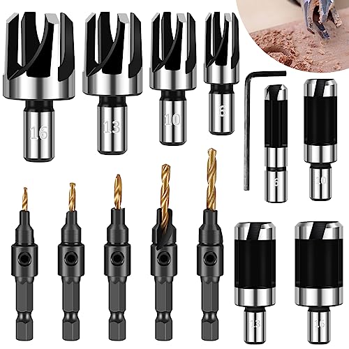14pcs Senkbohrer HSS Durchmesser 2-22mm Senker Bohrer mit 6mm Sechskantgriff Präzisionsschneiden Holzbohrer mit Senker für Holz Aluminium Kohlenstoffstahl 14pcs Senkbohrer HSS Durchmesser 2-22mm Senker Bohrer mit 6mm Sechskantgriff Präzisionsschneiden Holzbohrer mit Senker für Holz Aluminium Kohlenstoffstahl von GWCYMYD