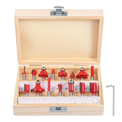 15 Stück Fräser Set mit 6,35 mm Schaft Fräsersatz Wolframstahl Präzises Schneiden Zubehör Oberfräsen Kantenfräser Set für Küche Bad Schrank 15 Stück Fräser Set mit 6,35 mm Schaft Fräsersatz Wolframstahl Präzises Schneiden Zubehör Oberfräsen Kantenfräser Set für Küche Bad Schrank von GWCYMYD