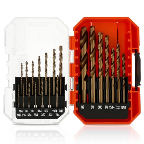 21pcs Spiralbohrer HSS-M35 135°-Splitpunkt Cobalt Bohrer Set Drei-Blatt-Design Hohe Härte Verschleißfest Bohrer-Set für Edelstahl Gusseisen Aluminiumlegierungen Hartplastik Holz von GWCYMYD