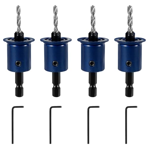 4 Stück Senker Bohrer Set 2,8/3/3,2/3,5 mm Bohrsenker mit 1/4 Zoll Sechskantschaft Kohlenstoffstahl Senkkopfbohrer Holz für Holzverarbeitung von GWCYMYD