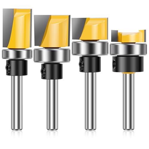 4PCS Bündigfräser 6,35 mm Schaft Hartmetall Kopierfräser Hitzebeständig Präzisionsschneiden Reinigungsfräser für Spanplatten Sperrholz Paneele Weichholz Hartholz 4PCS Bündigfräser 6,35 mm Schaft Hartmetall Kopierfräser Hitzebeständig Präzisionsschneiden Reinigungsfräser für Spanplatten Sperrholz Paneele Weichholz Hartholz von GWCYMYD