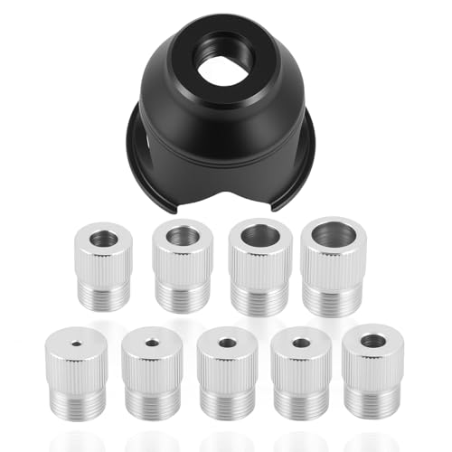 Holzbearbeitungs Bohrlocher Locator Aluminiumlegierung Selbstzentrierendes Dübellehren-Set mit 9 Bohrbuchsen 2/3/4/5/6/7/8/9/10mm Bohrhilfe Senkrecht Bohren für Möbel Holzbearbeitung (Schwarz) von GWCYMYD