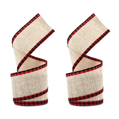 GWHOLE 2 Rollen Plaid Leinen Band Sackleinen 10,9 m Geschenkband Dekoband Juteband für Weihnachten Geschenk Handwerk Dekoration GWHOLE 2 Rollen Plaid Leinen Band Sackleinen 10,9 m Geschenkband Dekoband Juteband für Weihnachten Geschenk Handwerk Dekoration von GWHOLE