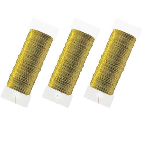 GWJX Basteldraht Dünn 3 Rollen Draht zum Basteln DIY Schmuckdraht für Schmuckherstellung Blumendraht Basteldrähtefür Floristik Blumenstrauß Stängelwickel (60m/ Gold) von GWJX