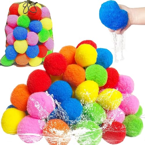 Wiederverwendbare Wasserschwammbälle, 6,3 cm große, weiche Schneebälle für Outdoor-Spielzeug und -Spiele, kein Aufräumen, schnelle Befeuchtung (60 Stück) von GWQYHFEN