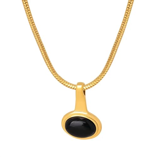 GWSGSFAS Schlangenknochenkette aus Edelstahl, für Damen, schwarze Glasperlen, Anhänger, Mädchen, ästhetische Halskette, neogothischer Schmuck, Zubehör, Gold, 40 cm GWSGSFAS Schlangenknochenkette aus Edelstahl, für Damen, schwarze Glasperlen, Anhänger, Mädchen, ästhetische Halskette, neogothischer Schmuck, Zubehör, Gold, 40 cm von GWSGSFAS