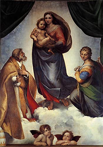 5D Diamond Painting Sets, Raphael berühmte Gemälde - Our Lady Of Sixtine - Wanddekoration Kunsthandwerk Mosaik Malerei und Geschenke 30×40cm von GWYDYB