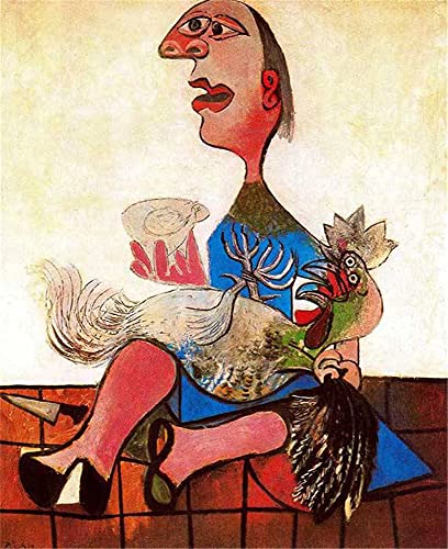 DIY 5D Diamond Painting Set, Pablo Picasso Berühmte Gemälde - Frau und Hahn - Wanddekoration 40×50cm von GWYDYB