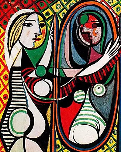 DIY 5D Diamond Painting Set, Pablo Picasso Berühmte Gemälde - Mädchen vor dem Spiegel - Wanddekoration 40×50cm von GWYDYB