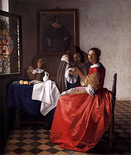 DIY 5D Diamond Painting Set,Johannes Vermeer - Mädchen mit Weinglas - Wanddekoration 30×40cm von GWYDYB