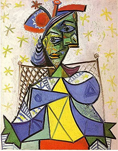 DIY 5D Diamond Painting by Number Kits Strass Stickerei Kunst Handwerk für Wohnkultur - Picasso Berühmte Gemälde Frau trägt einen roten und blauen Hut 40×50cm von GWYDYB