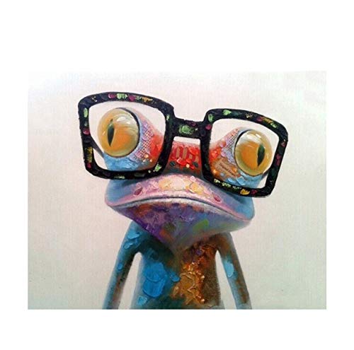 Diy digitales Ölgemälde, Malen nach Zahlen Kits - Frosch mit Brille von GWYDYB