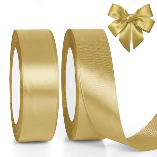 GXFCING Geschenkband Gold 25mm Breit, 46 Meters Satinband Schleifenband Goldenes Ribbon für Geschenkverpackung, Bastelarbeiten, Weihnachten, Geburtstag, Taufe, Hochzeit GXFCING Geschenkband Gold 25mm Breit, 46 Meters Satinband Schleifenband Goldenes Ribbon für Geschenkverpackung, Bastelarbeiten, Weihnachten, Geburtstag, Taufe, Hochzeit von GXFCING