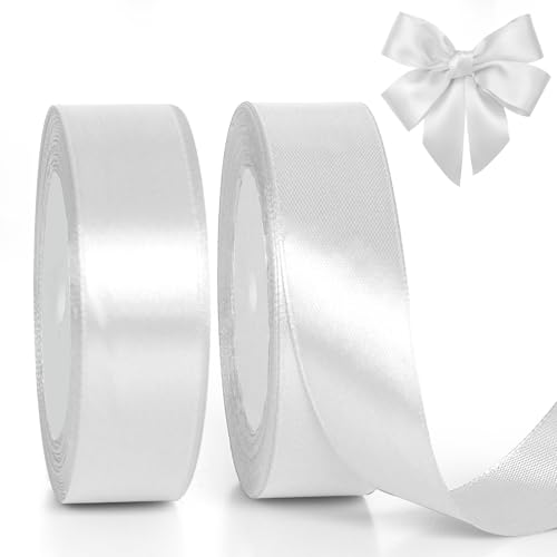 GXFCING Geschenkband Weiß 25mm Breit, 46 Meters Satinband Schleifenband Weiss Ribbon für Geschenkverpackung, Bastelarbeiten, Weihnachten, Geburtstag, Taufe, Hochzeit GXFCING Geschenkband Weiß 25mm Breit, 46 Meters Satinband Schleifenband Weiss Ribbon für Geschenkverpackung, Bastelarbeiten, Weihnachten, Geburtstag, Taufe, Hochzeit von GXFCING