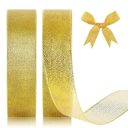 GXFCING Organzaband Gold 20mm Breit, 44 Meters Glitzer Geschenkband Weihnachten Schleifenband für Geschenkverpackung, Bastelarbeiten, Geburtstag, Taufe, Hochzeit GXFCING Organzaband Gold 20mm Breit, 44 Meters Glitzer Geschenkband Weihnachten Schleifenband für Geschenkverpackung, Bastelarbeiten, Geburtstag, Taufe, Hochzeit von GXFCING