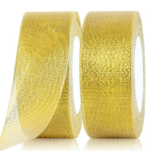 GXFCING Organzaband Gold 40mm Breit, 44 Meters Glitzer Geschenkband Weihnachten Schleifenband für Geschenkverpackung, Bastelarbeiten, Geburtstag, Taufe, Hochzeit GXFCING Organzaband Gold 40mm Breit, 44 Meters Glitzer Geschenkband Weihnachten Schleifenband für Geschenkverpackung, Bastelarbeiten, Geburtstag, Taufe, Hochzeit von GXFCING