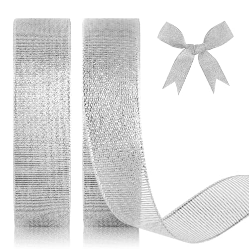 GXFCING Organzaband Silber 20mm Breit, 44 Meters Glitzer Geschenkband Weihnachten Schleifenband für Geschenkverpackung, Bastelarbeiten, Geburtstag, Taufe, Hochzeit GXFCING Organzaband Silber 20mm Breit, 44 Meters Glitzer Geschenkband Weihnachten Schleifenband für Geschenkverpackung, Bastelarbeiten, Geburtstag, Taufe, Hochzeit von GXFCING