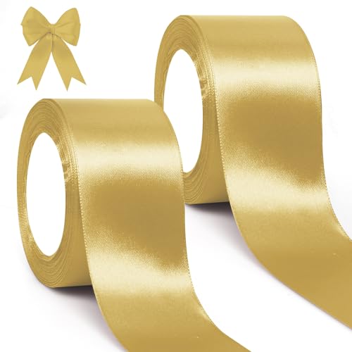 GXFCING Satinband Gold 50mm, 46 Meters Geschenkband Breit Schleifenband, Goldenes Stoffband Deko Band für Geschenkverpackung, Taufe, Geburtstag, Hochzeit, Weihnachten GXFCING Satinband Gold 50mm, 46 Meters Geschenkband Breit Schleifenband, Goldenes Stoffband Deko Band für Geschenkverpackung, Taufe, Geburtstag, Hochzeit, Weihnachten von GXFCING