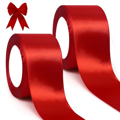 GXFCING Satinband Rot 50mm, 46 Meters Geschenkband Breit Schleifenband, Rotes Stoffband Deko Band für Geschenkverpackung, Taufe, Geburtstag, Hochzeit, Weihnachten GXFCING Satinband Rot 50mm, 46 Meters Geschenkband Breit Schleifenband, Rotes Stoffband Deko Band für Geschenkverpackung, Taufe, Geburtstag, Hochzeit, Weihnachten von GXFCING