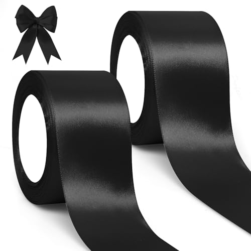 GXFCING Satinband Schwarz 50mm, 46 Meters Geschenkband Breit Schleifenband, Schwarz Stoffband Deko Band für Geschenkverpackung, Taufe, Geburtstag, Hochzeit, Weihnachten GXFCING Satinband Schwarz 50mm, 46 Meters Geschenkband Breit Schleifenband, Schwarz Stoffband Deko Band für Geschenkverpackung, Taufe, Geburtstag, Hochzeit, Weihnachten von GXFCING