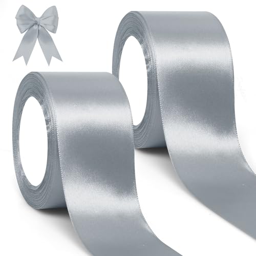 GXFCING Satinband Silber 50mm, 46 Meters Geschenkband Breit Schleifenband, Silber Stoffband Deko Band für Geschenkverpackung, Taufe, Geburtstag, Hochzeit, Weihnachten GXFCING Satinband Silber 50mm, 46 Meters Geschenkband Breit Schleifenband, Silber Stoffband Deko Band für Geschenkverpackung, Taufe, Geburtstag, Hochzeit, Weihnachten von GXFCING