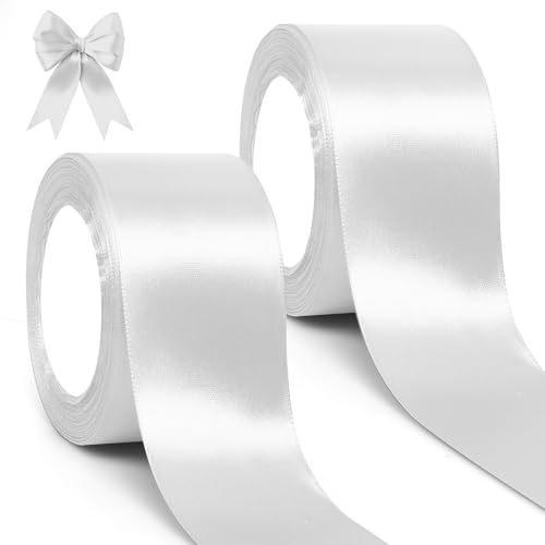 GXFCING Satinband Weiß 50mm, 46 Meters Geschenkband Breit Schleifenband, Weiss Stoffband Deko Band für Geschenkverpackung, Taufe, Geburtstag, Hochzeit, Weihnachten GXFCING Satinband Weiß 50mm, 46 Meters Geschenkband Breit Schleifenband, Weiss Stoffband Deko Band für Geschenkverpackung, Taufe, Geburtstag, Hochzeit, Weihnachten von GXFCING