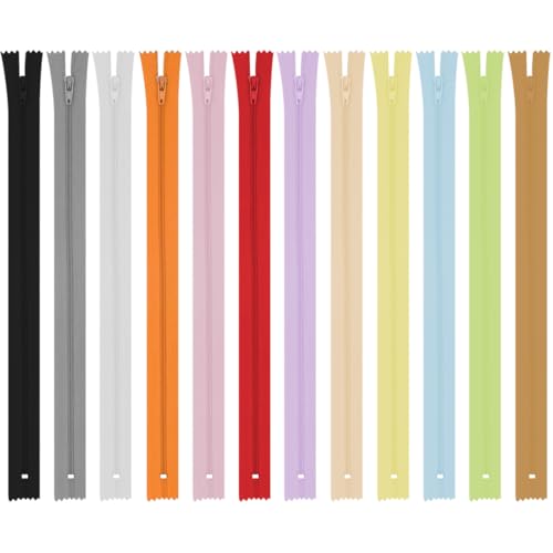 GXGM Reißverschlüssen Nylon, 20 cm, Nähen und Basteln zum Kleidung Taschen Stoff für Nähmaschine Patchwork Plastik Baumwolle Zipper mit Metallreißverschluss, 12 Stück von GXGM