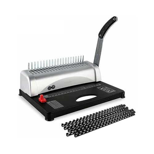 A4/3-Papierbindemaschine, 21-Loch-Bindemaschine, Kammbindemaschine, mit 6/10 mm PVC-Kammring (je 100), 12 Löcher pro Mal, geeignet fürs Büro von GXGSDM