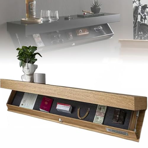 GXGSDM Versteckte Waffenaufbewahrungsbox, Aufbewahrungsregal mit Geheimfach, wandmontierte Aufbewahrungslösung, kompakte Aufbewahrungsbox for Waffen, for Wohnzimmer, Büro und Schlafzimmer(Brown) von GXGSDM