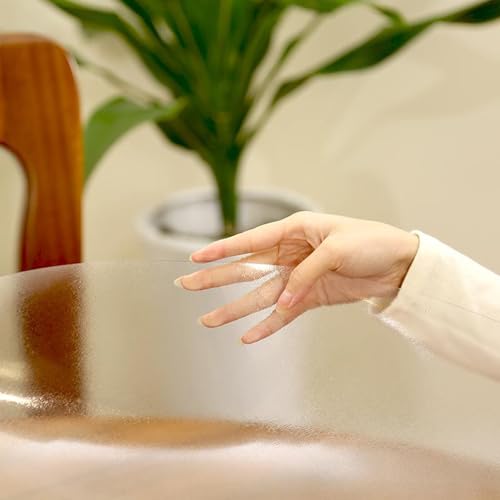 Kristallklare Folie Tischplattenschutz, wasserdichte PVC Tischdecke Transparent, Exquisiter Mattierter Tischdeckenschutz, Runde Leicht Transparente Tisch(Size:140cm/55in,Color:Round frosted 1.0mm) von GXLBDK