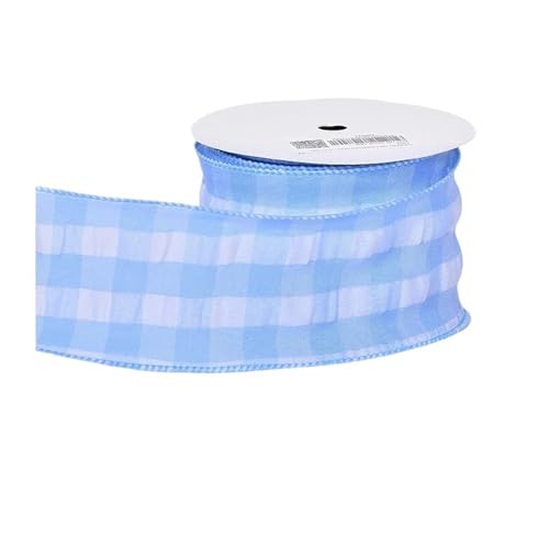 10 Yards/Rolle 63,0 mm karierte Bänder mit Drahtrand for Bastelarbeiten, Schleifen, handgefertigte Wickelpartys, Weihnachtsdekoration(Blue) von GXMDSGZ