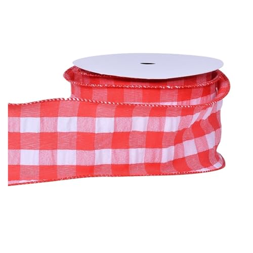 10 Yards/Rolle 63,0 mm karierte Bänder mit Drahtrand for Bastelarbeiten, Schleifen, handgefertigte Wickelpartys, Weihnachtsdekoration(Red) von GXMDSGZ