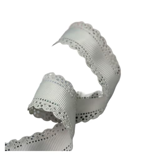 10 Yards 3 cm 1,25 Zoll ausgehöhltes Grosgrain-Spitzenrippenband Blümchenband DIY Schleife Halskette Hochzeit Geburtstag Kuchen Verpackung Dekor(Silver) von GXMDSGZ