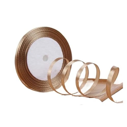 100 Yards 6 mm Seidensatinbänder for Basteln, Schleifen, handgefertigte Wickelpartys, Weihnachten, Hochzeit, dekorative künstliche Accessoires(Khaki) von GXMDSGZ