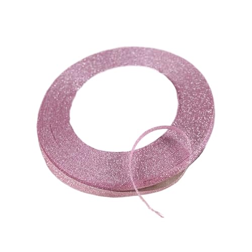 100 Yards 6 mm Silber Gold Glitzer Seidensatinband Party Zuhause Hochzeit Dekoration Verpackung Weihnachten Halloween DIY Material(Light Pink) von GXMDSGZ