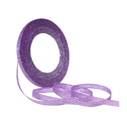 100 Yards 6 mm Silber Gold Glitzer Seidensatinband Party Zuhause Hochzeit Dekoration Verpackung Weihnachten Halloween DIY Material(Purple) von GXMDSGZ