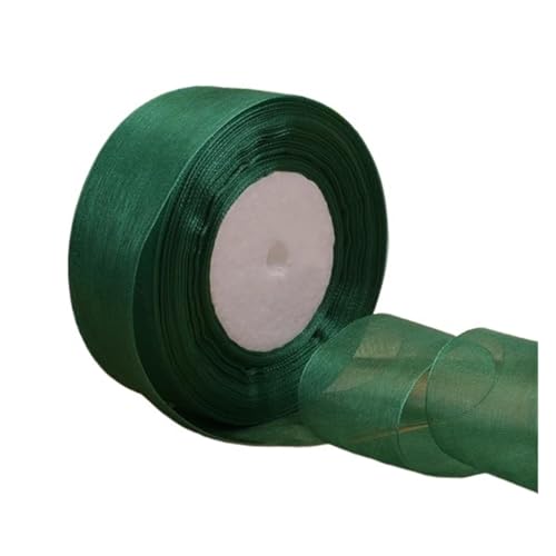 12/15/20/25/40/50 mm (100 Yards) Organza-Fleckenband, DIY-Handwerk, Hochzeit, for Party-Dekoration, Kuchenschleife, Verpackungsband(Dark green,15mm organza ribbon) von GXMDSGZ