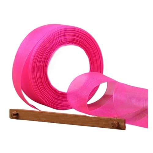 12/15/20/25/40/50 mm (100 Yards) Organza-Fleckenband, DIY-Handwerk, Hochzeit, for Party-Dekoration, Kuchenschleife, Verpackungsband(Rose,12mm organza ribbon) von GXMDSGZ