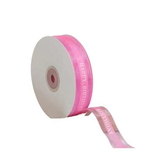 2,5 cm 100 Yards „Happy Birthday“ durchsichtiges Organzaband for Kuchenschachteln, Verpackung, Blumen, dekorative Schleife, DIY-Dekoration, Hochzeit(Color15) von GXMDSGZ
