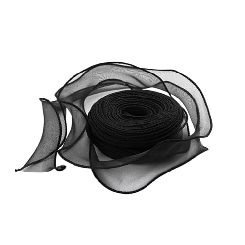 20 Yards Organza-Satinbänder for Verpacken, Dekoration, Hochzeitssträuße, Kranz, Nähzubehör(Black) von GXMDSGZ
