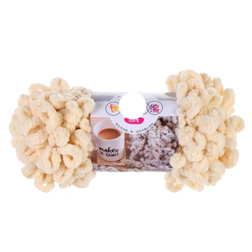 3 Stück 100 g/Rolle Polyester Finger Loops Garn handgewebt dicker Faden for Selberstricken und Häkeln von Deckenpullovern(6603 beige) von GXMDSGZ