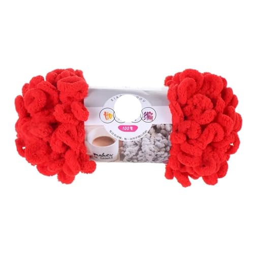 3 Stück 100 g/Rolle Polyester Finger Loops Garn handgewebt dicker Faden for Selberstricken und Häkeln von Deckenpullovern(6605 red) von GXMDSGZ