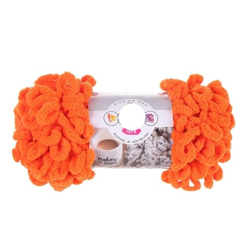 3 Stück 100 g/Rolle Polyester Finger Loops Garn handgewebt dicker Faden for Selberstricken und Häkeln von Deckenpullovern(6606 orange red) von GXMDSGZ